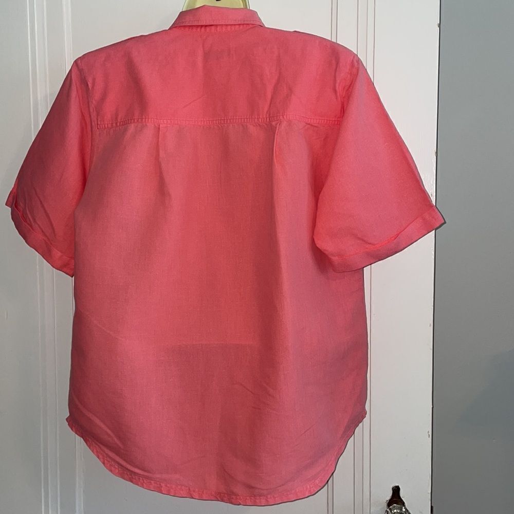 Vtg 80s/90s South Dudley light salmon pink/peach short sleeve cotton shirt - Picture 6 of 7
